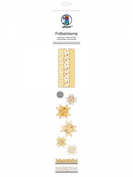 Faltstreifen Fröbelsternpapier, gelb/gold