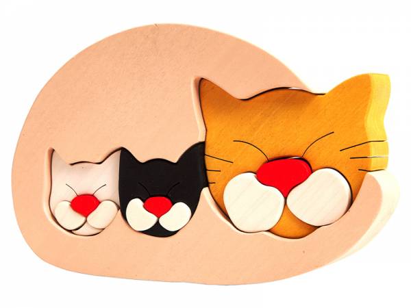 Puzzle Tierfamilie Katze beige